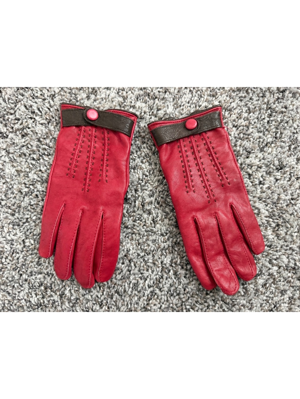 Banana Republic Red/Brown Leather Lined Cashmere Blend Gloves Women's Size Small